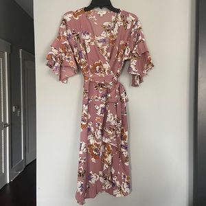 Floral midi wrap dress